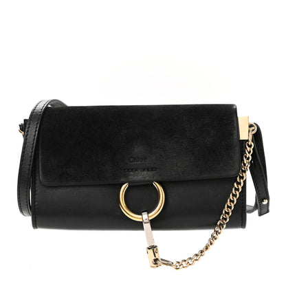 Chloe Suede Calfskin Mini Faye Shoulder Bag Black 1 of 12