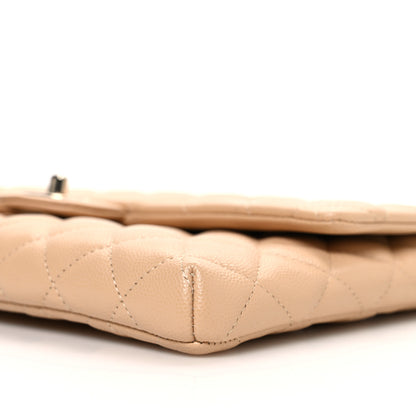 Chanel Caviar Quilted Flap Clutch Beige 10 of 10