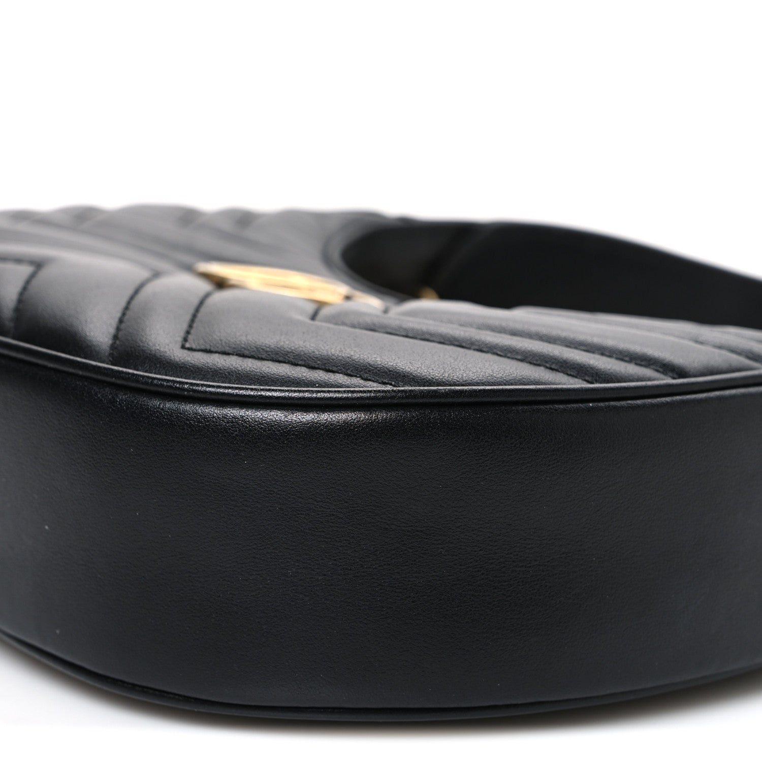 Gucci Calfskin Matelasse Chevron Mini GG Marmont Half Moon Hobo Black 10 of 11