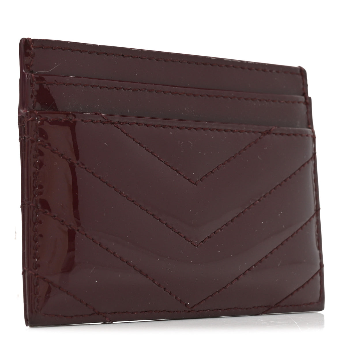 Saint Laurent Vernice Matelasse Chevron Monogram Credit Card Case Dark Red WIne 3 of 7
