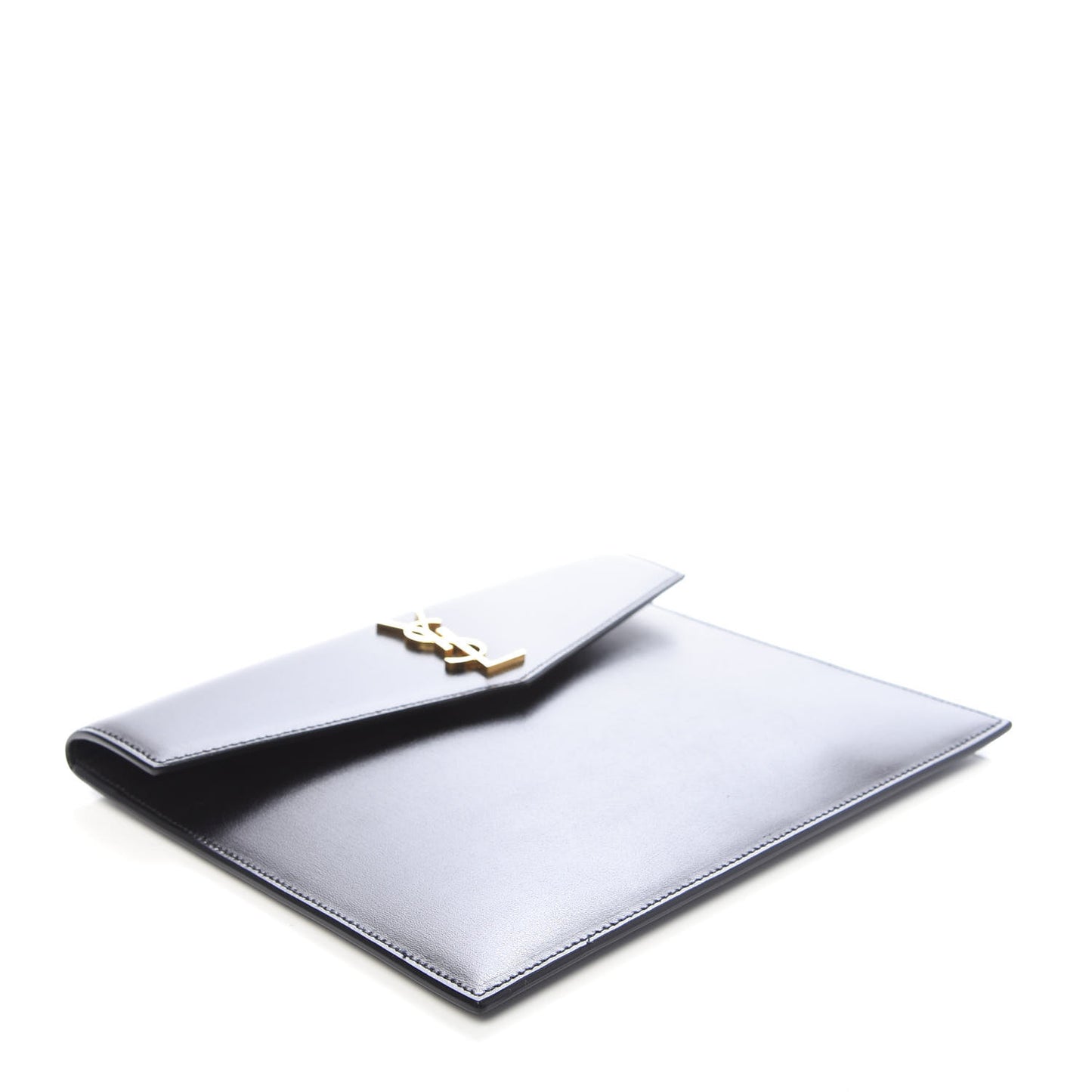 Smooth Shiny Calfskin Monogram Uptown Baby Pouch Black