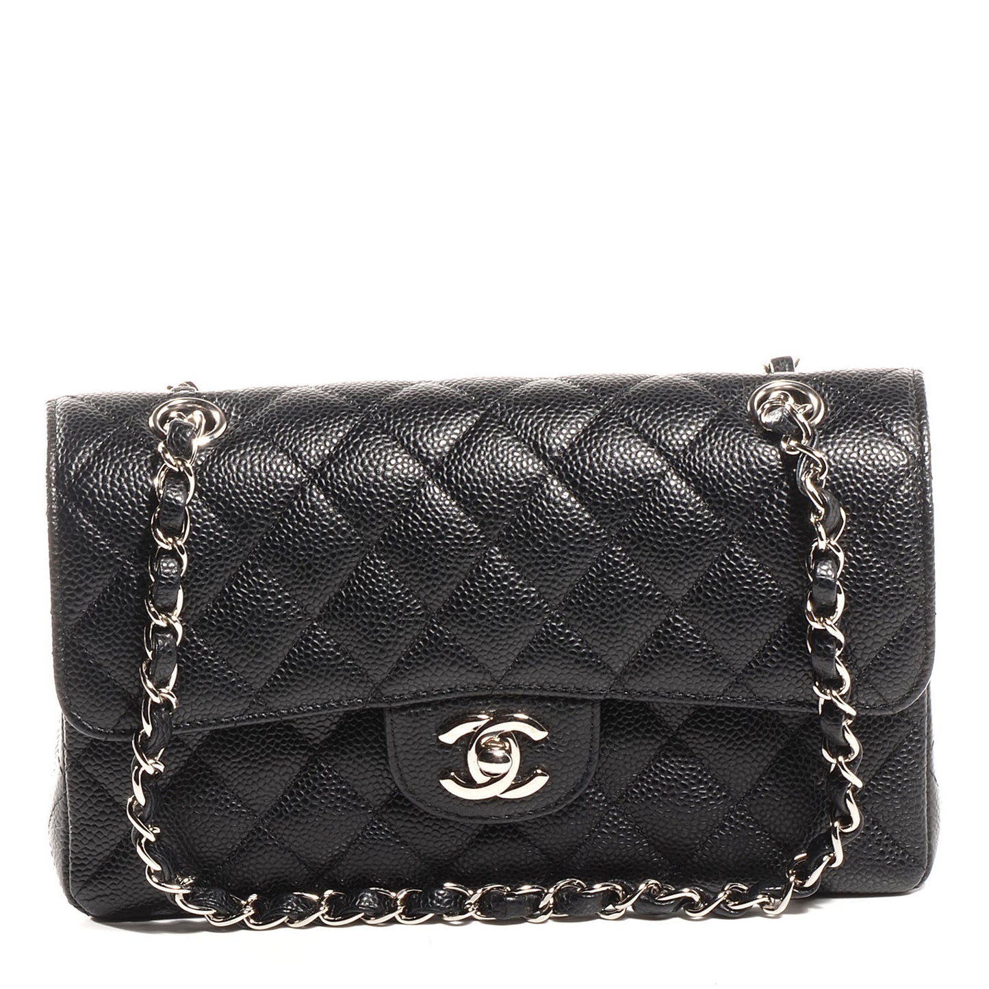 Caviar Quilted Small Double Flap Black