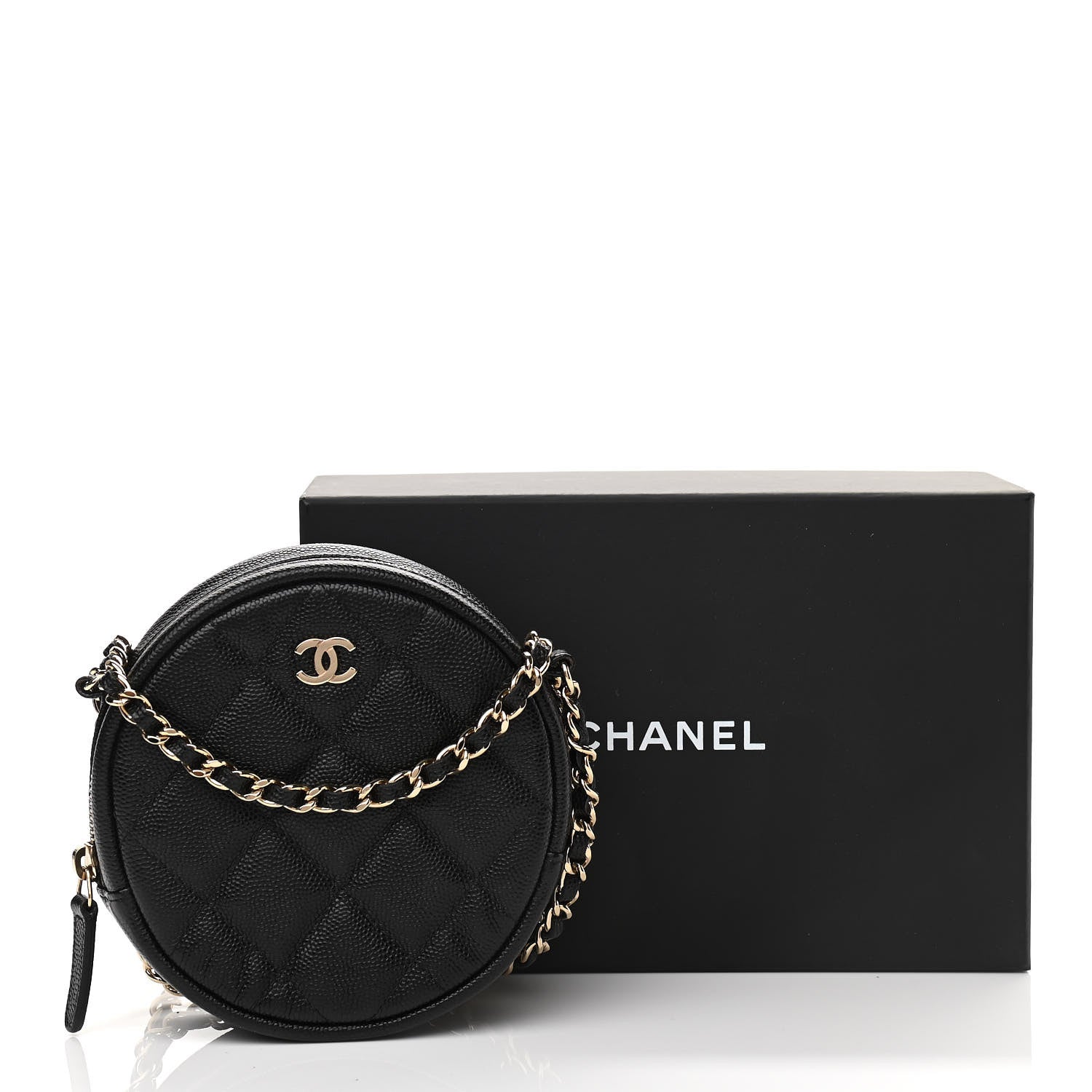 Chanel Caviar Quilted Round Clutch With Chain Black 12 of 12