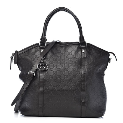 Gucci Guccissima Large GG Charm Convertible Dome Satchel Dark Brown 1 of 15