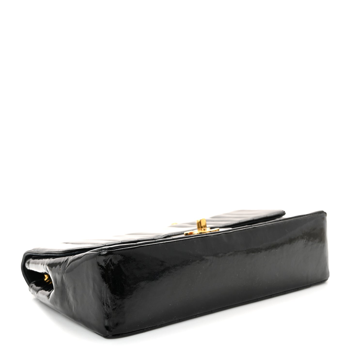 Patent Vertical Quilted Medium Single Flap Black
