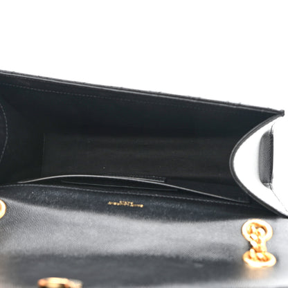 Saint Laurent Grain De Poudre Textured Mixed Matelasse Triquilt Medium Monogram Satchel Black 5 of 9