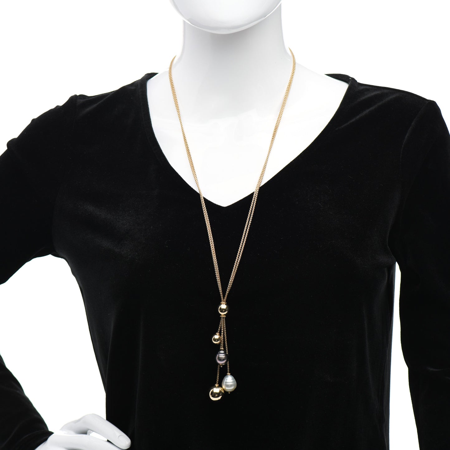 18K Yellow Gold Pearl Solari Fringe Necklace