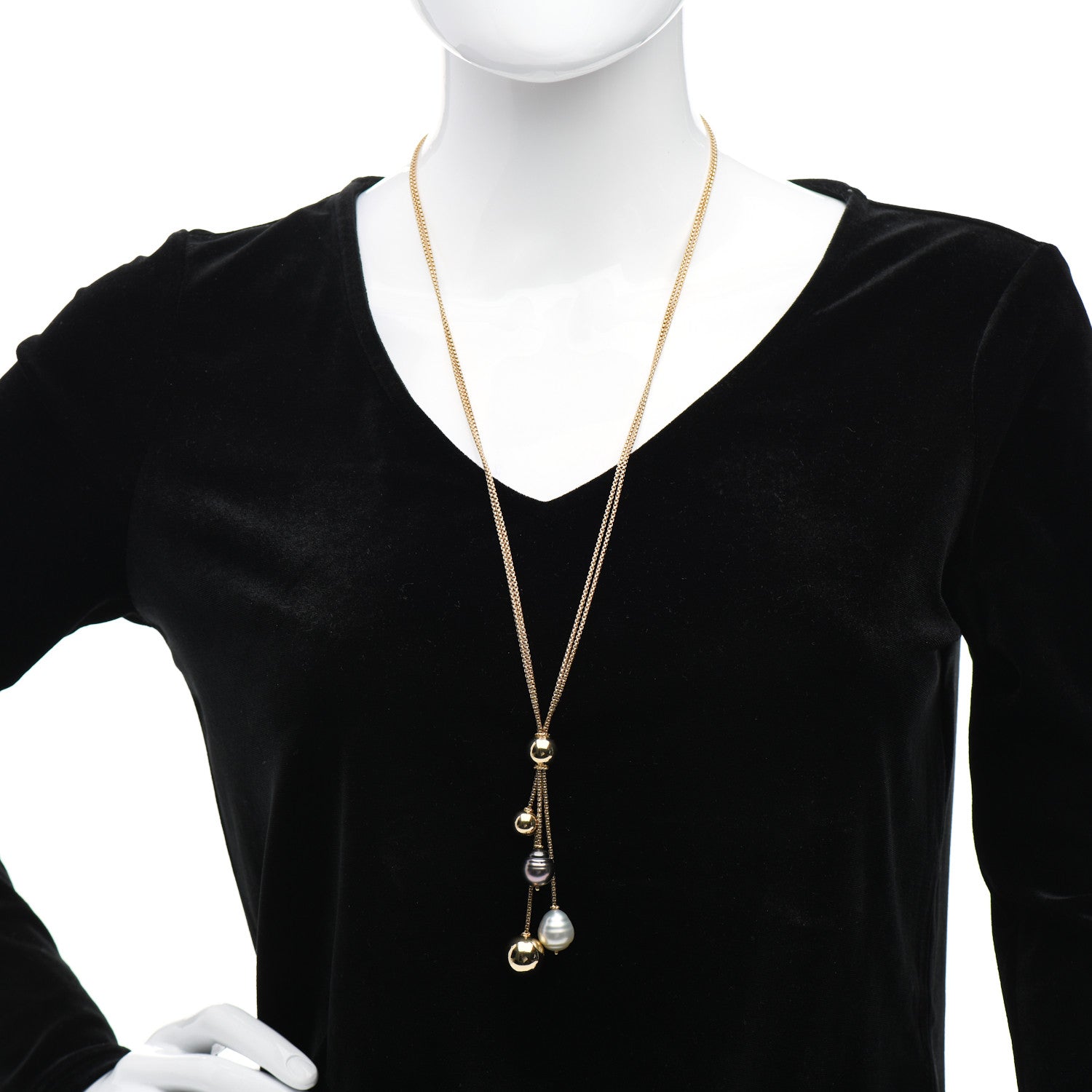 David Yurman 18K Yellow Gold Pearl Solari Fringe Necklace 2 of 4