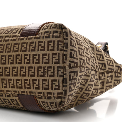 Fendi Zucchino Vitello Shopping Zip Tote Mogano Panna Bruciato 10 of 15