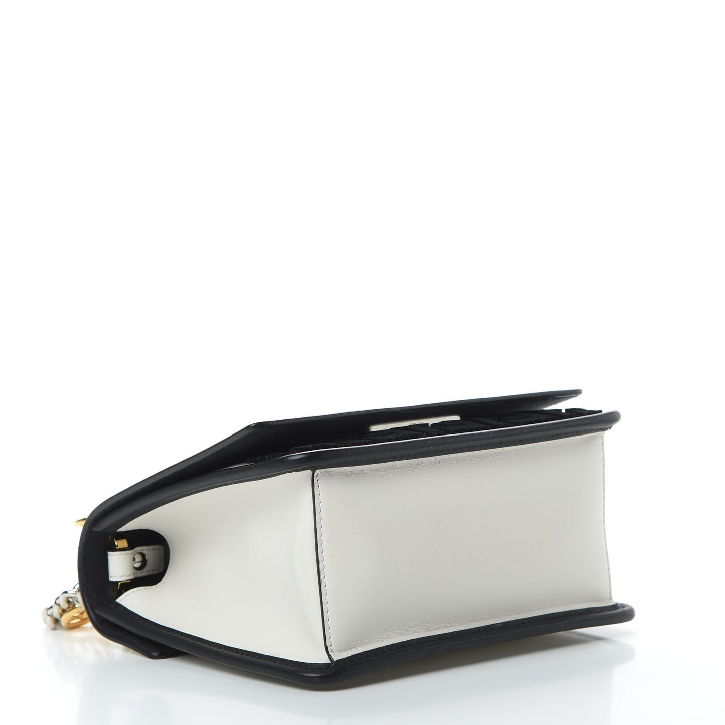 Vitello Century Velvet F is Fendi FF Embroidered Small Kan I Shoulder Bag White Black