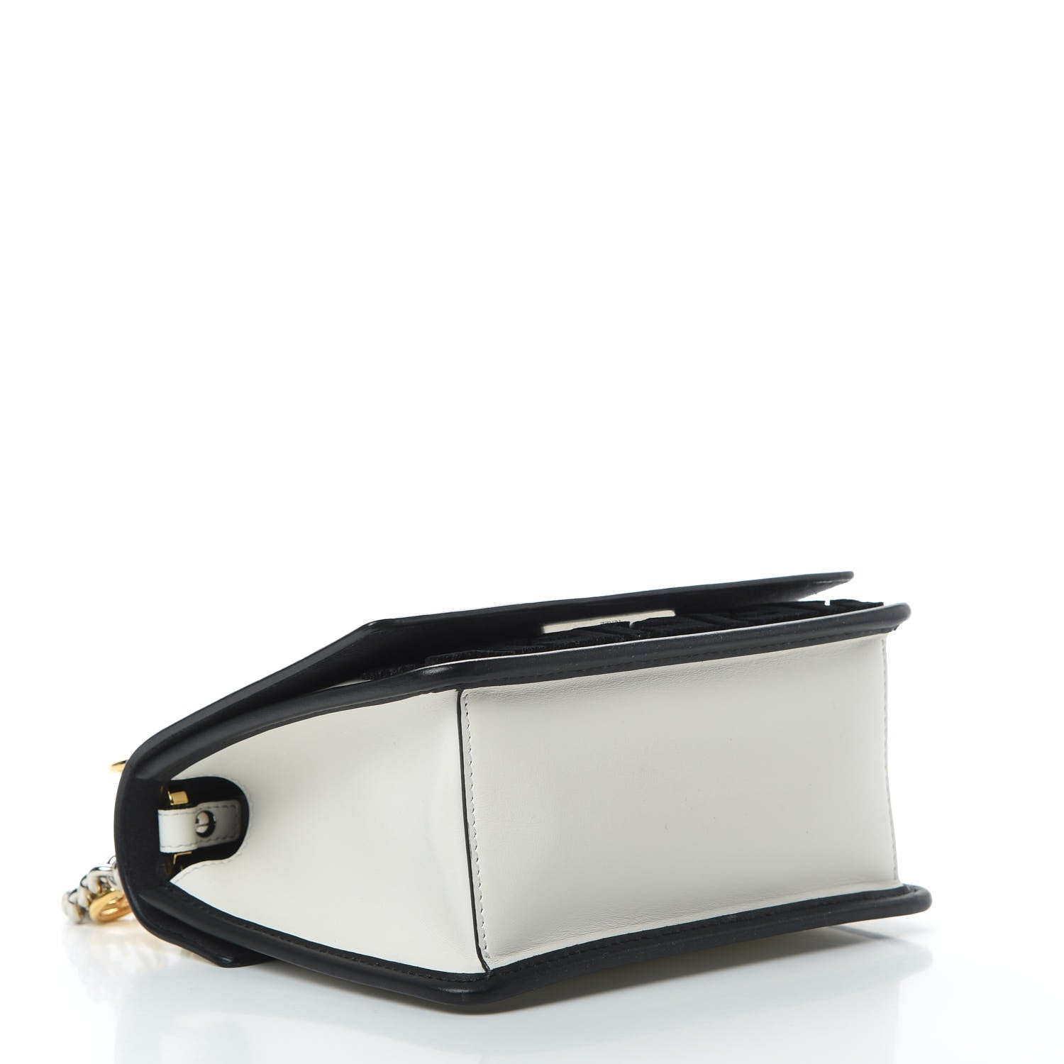 Fendi Vitello Century Velvet F is Fendi FF Embroidered Small Kan I Shoulder Bag White Black 5 of 12