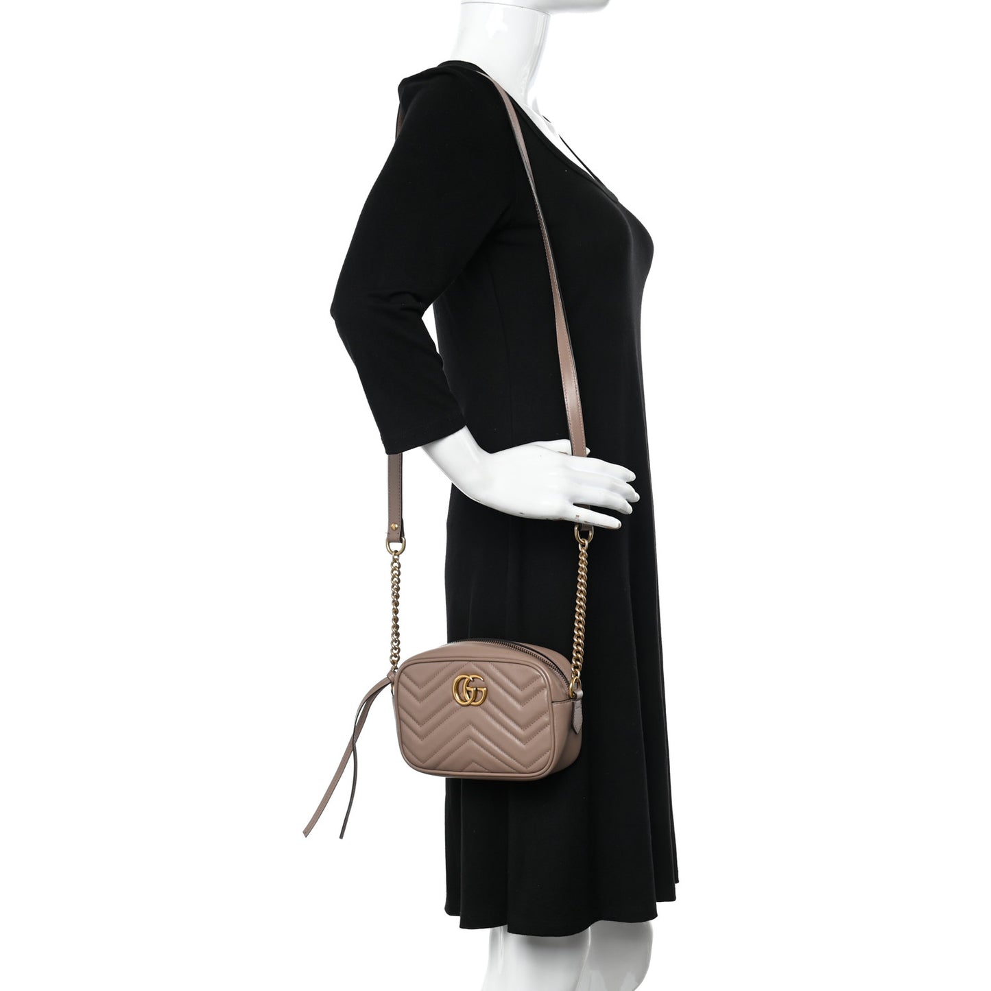 Calfskin Matelasse Mini GG Marmont Chain Shoulder Bag Porcelain Rose