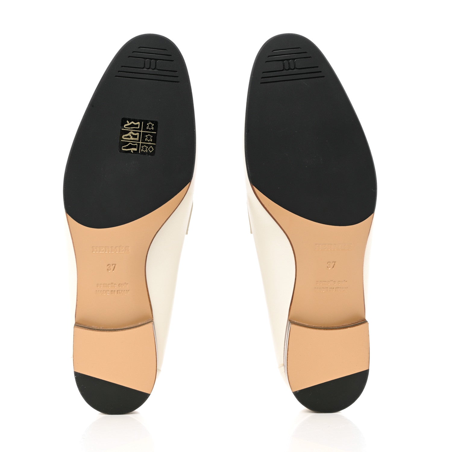 Hermes Chevre Laquered Womens Paris Loafers 37 Beige Glaise 5 of 11