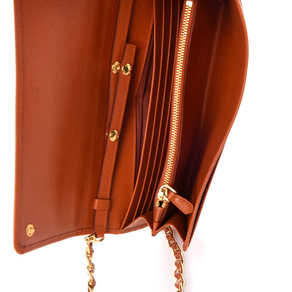 Prada Saffiano Metal Chain Wallet Papaya 7 of 8