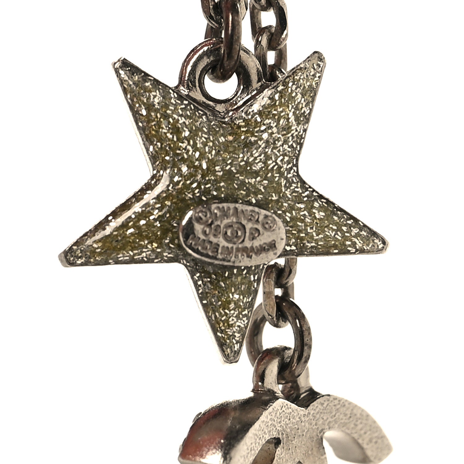 Chanel Crystal CC Star Dangle Earrings Silver 4 of 4