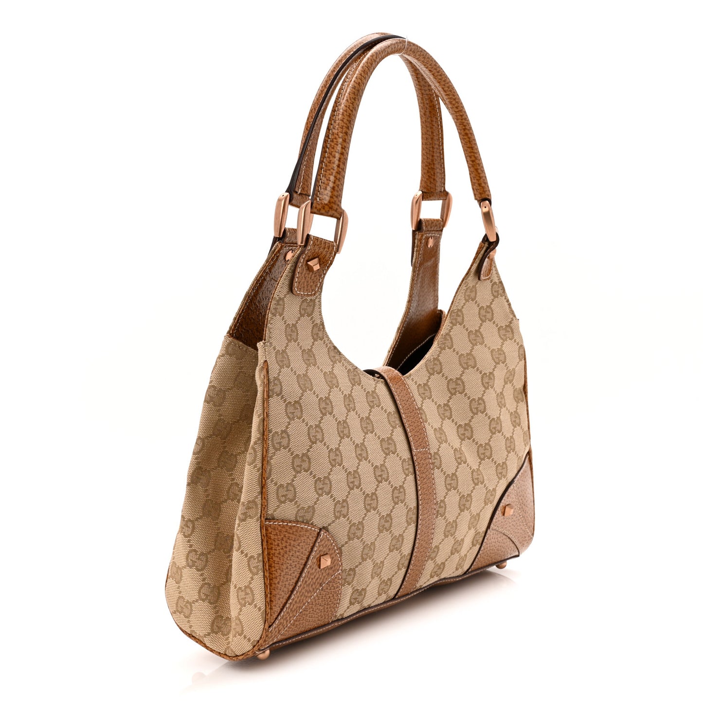 Monogram Calfskin Large Bardot Shoulder Bag Light Brown