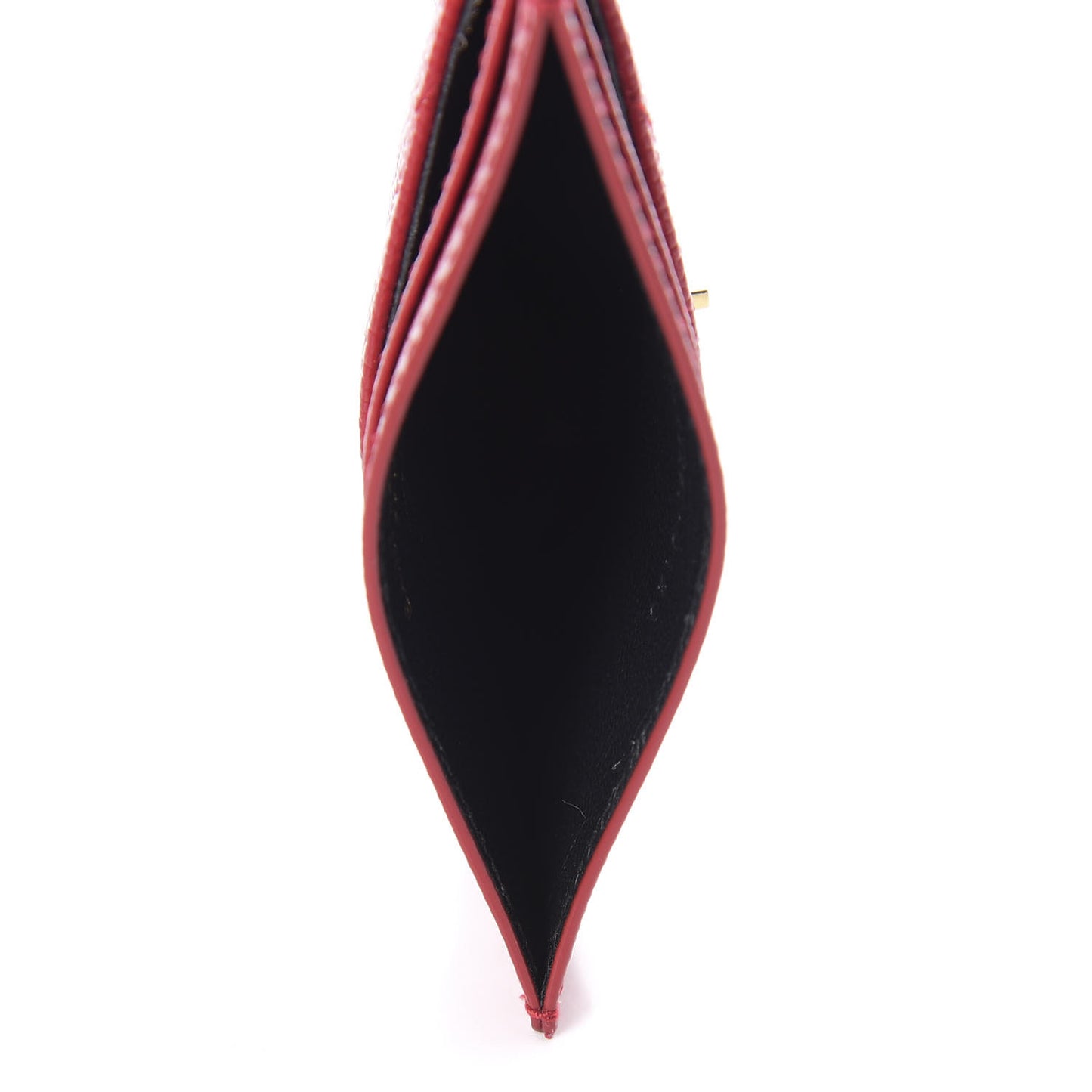 Grain De Poudre Matelasse Chevron Monogram Credit Card Case Rouge Eros
