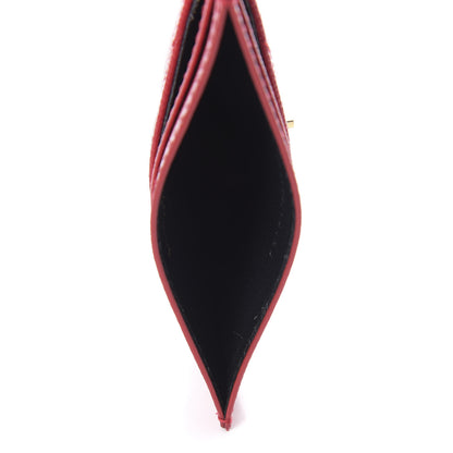 Saint Laurent Grain De Poudre Matelasse Chevron Monogram Credit Card Case Rouge Eros 5 of 7