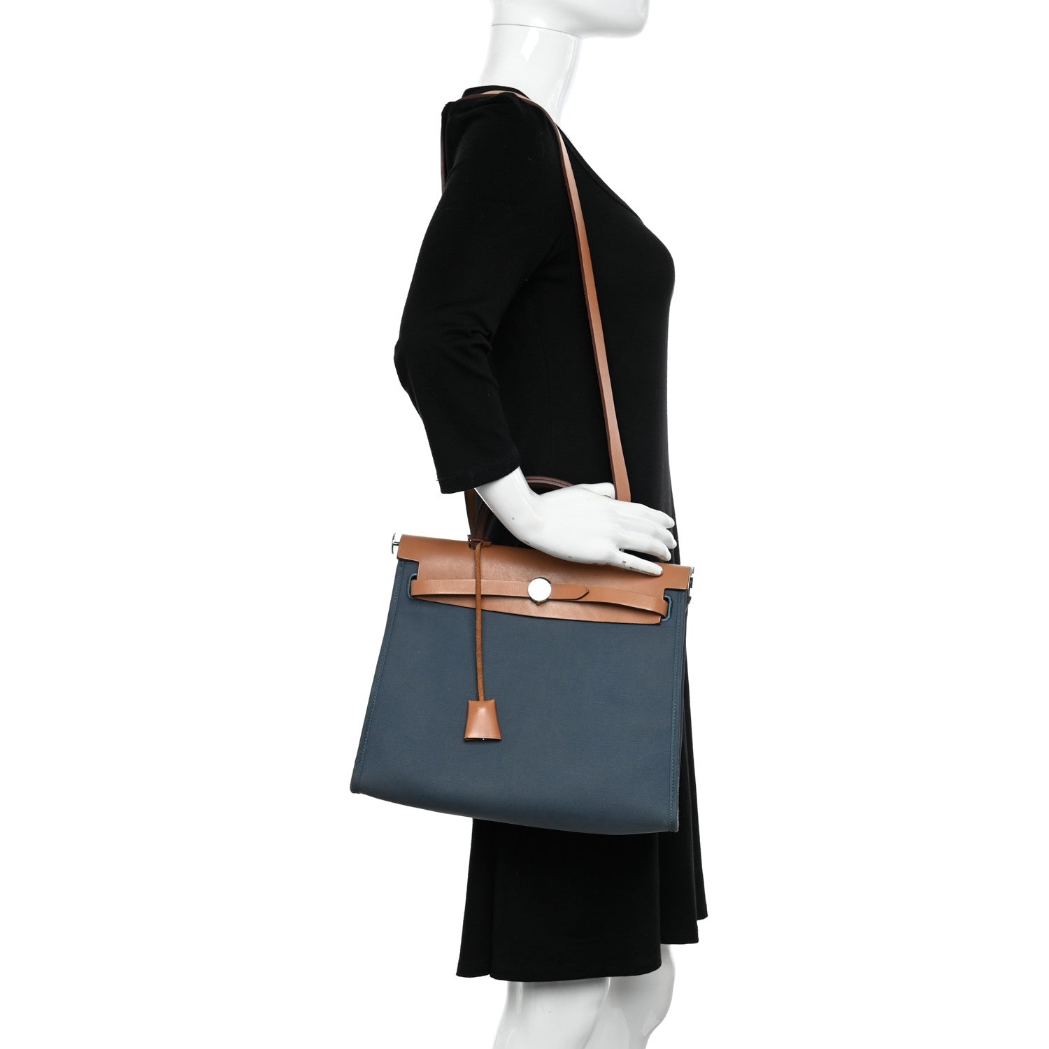 Hermes Vache Hunter Toile Herbag Zip 31 PM Azur Natural 2 of 16