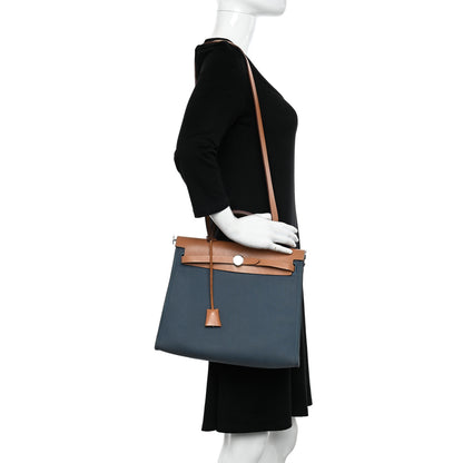 Hermes Vache Hunter Toile Herbag Zip 31 PM Azur Natural 2 of 16