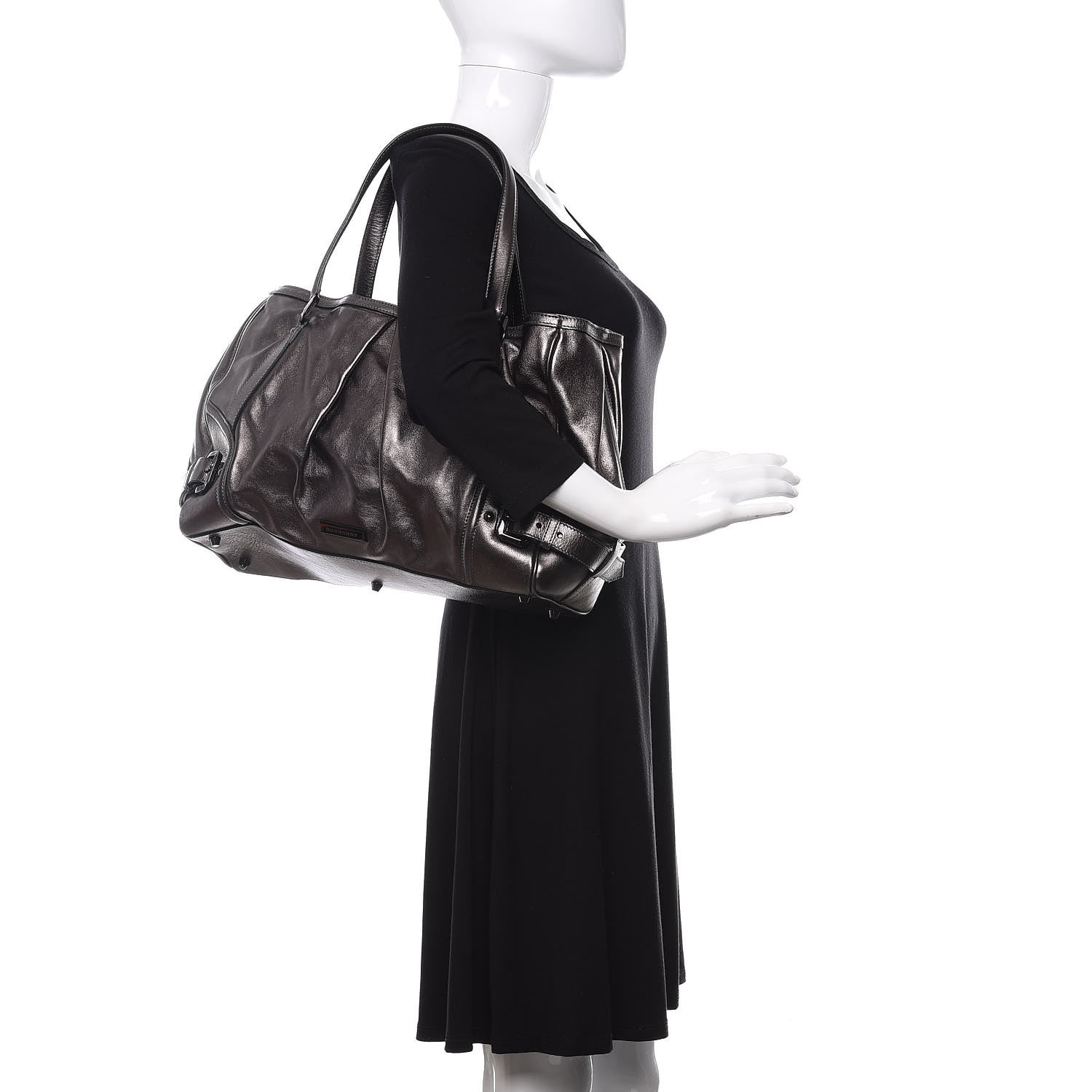 Burberry Metallic Calfskin Shoulder Bag Anthracite 2 of 13