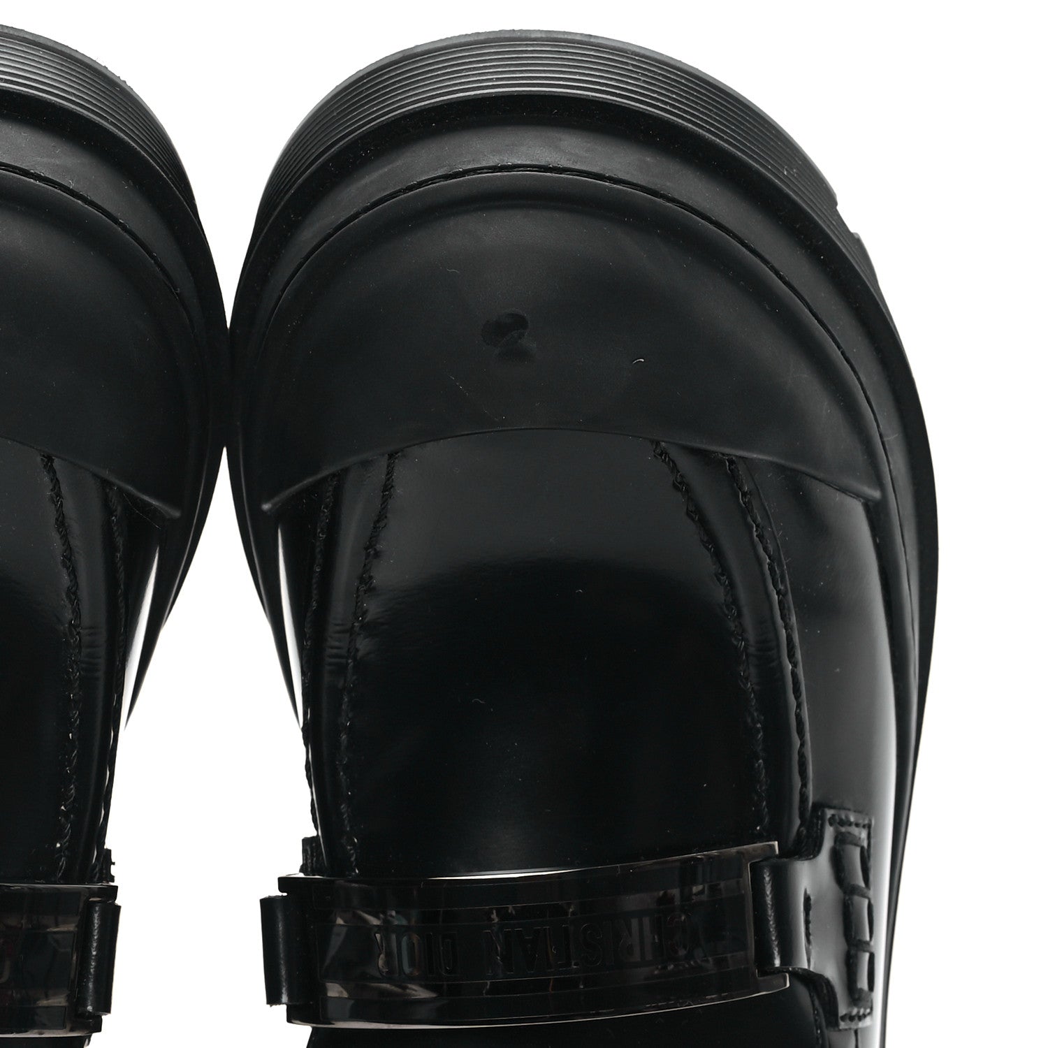 Christian Dior Brushed Calfskin Rubber Dior Code Cap Toe Lug Sole 15mm Loafers 35 Black 10 of 10
