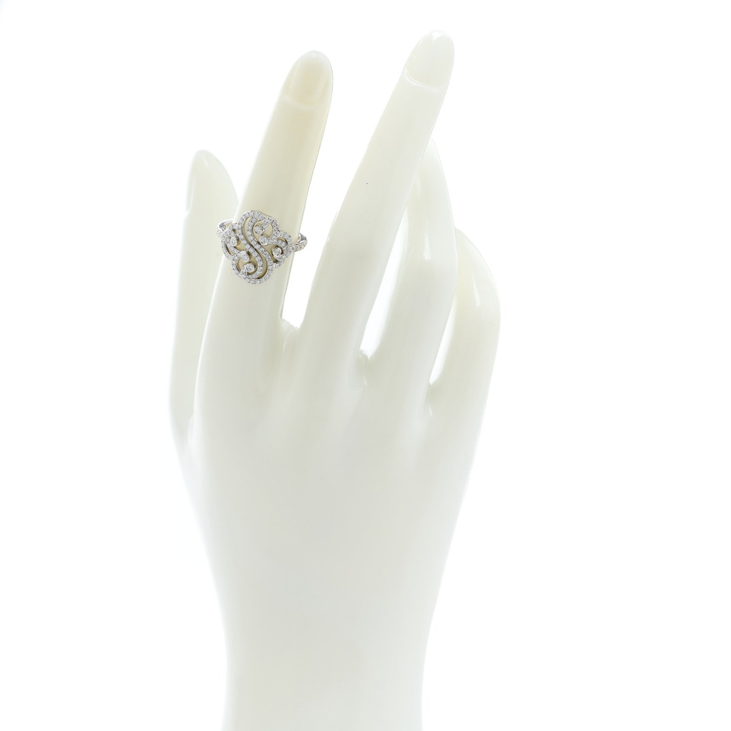 Tiffany Platinum Diamond Enchant Double Heart Ring 52 6 2 of 5