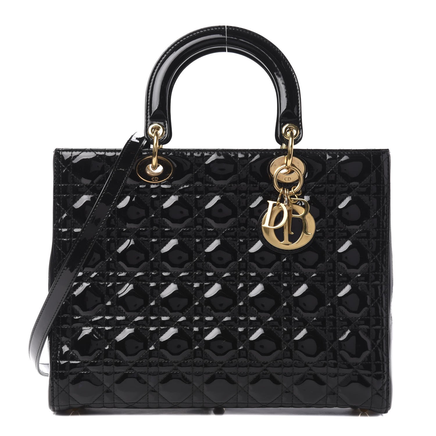 Christian Dior Patent Cannage Large Lady Dior Black 1 of 10