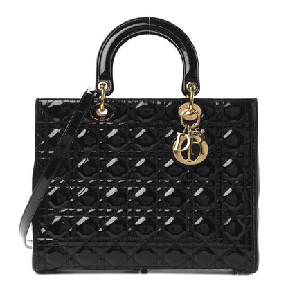 Christian Dior Patent Cannage Large Lady Dior Black 1 of 10