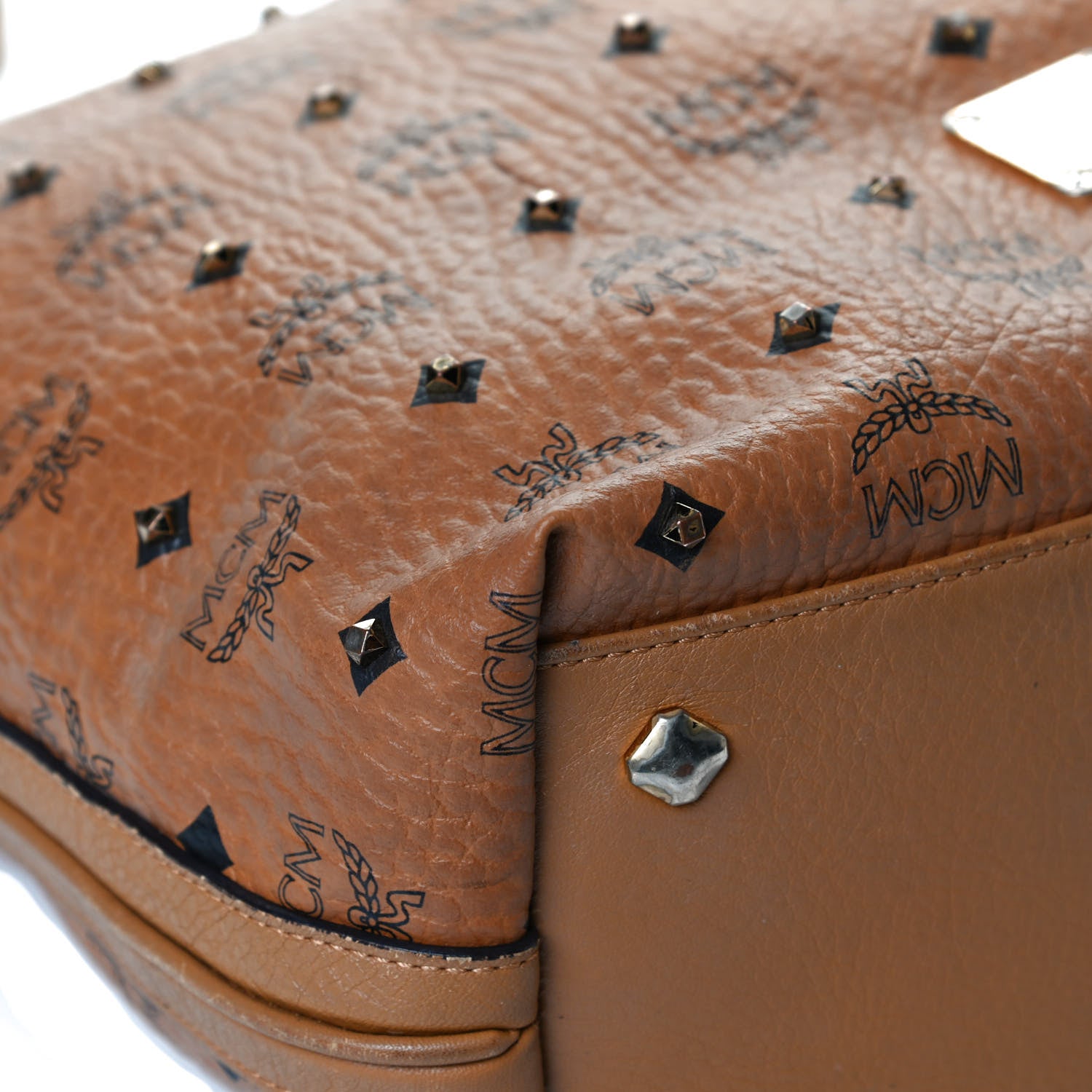 MCM Visetos Studded Hobo Cognac 13 of 15