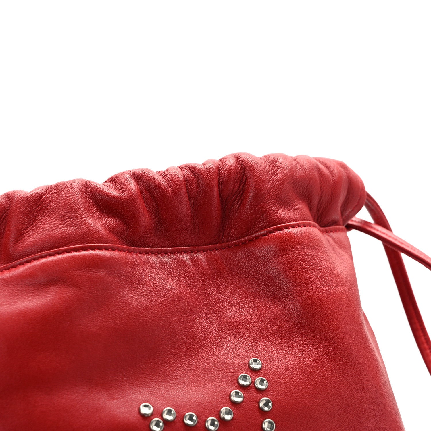 Saint Laurent Lambskin Charm Studded Teddy Drawstring Bag Eros Red 13 of 13
