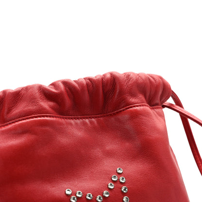 Saint Laurent Lambskin Charm Studded Teddy Drawstring Bag Eros Red 13 of 13