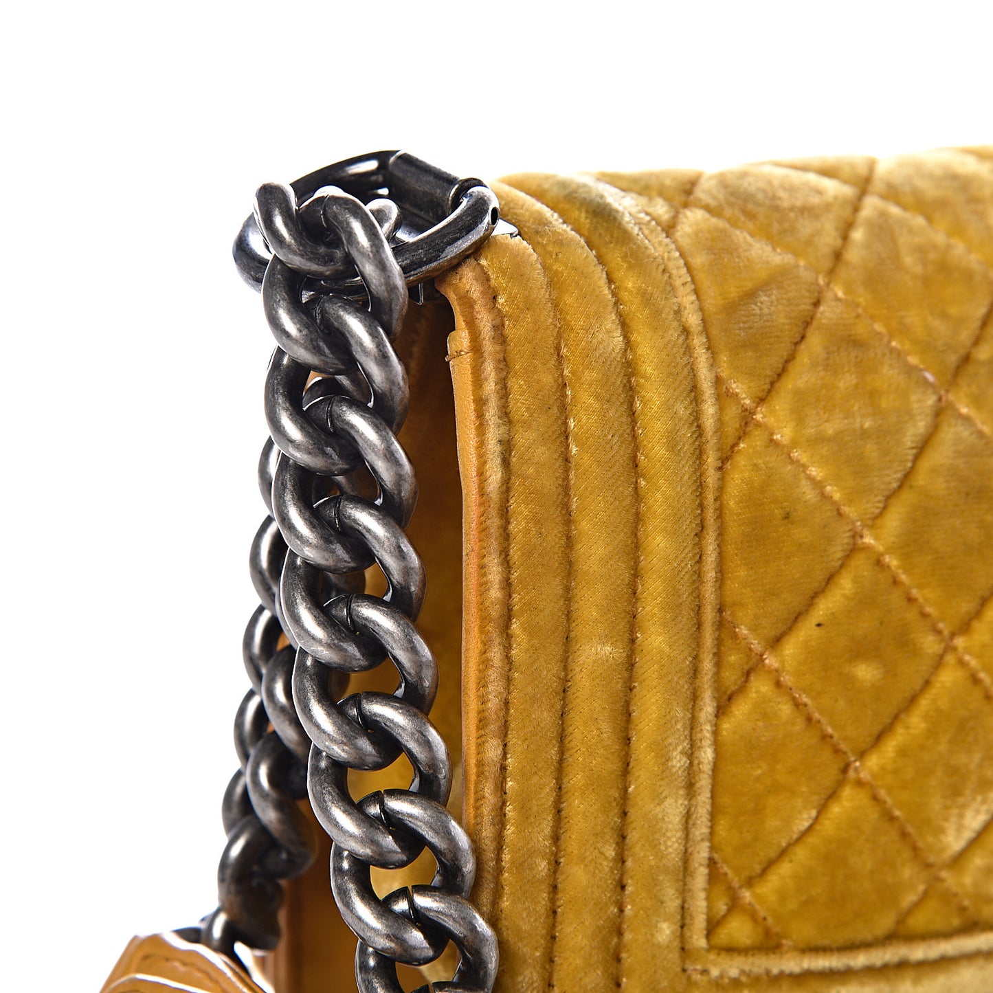 Velvet Quilted Small Boy Flap Yellow