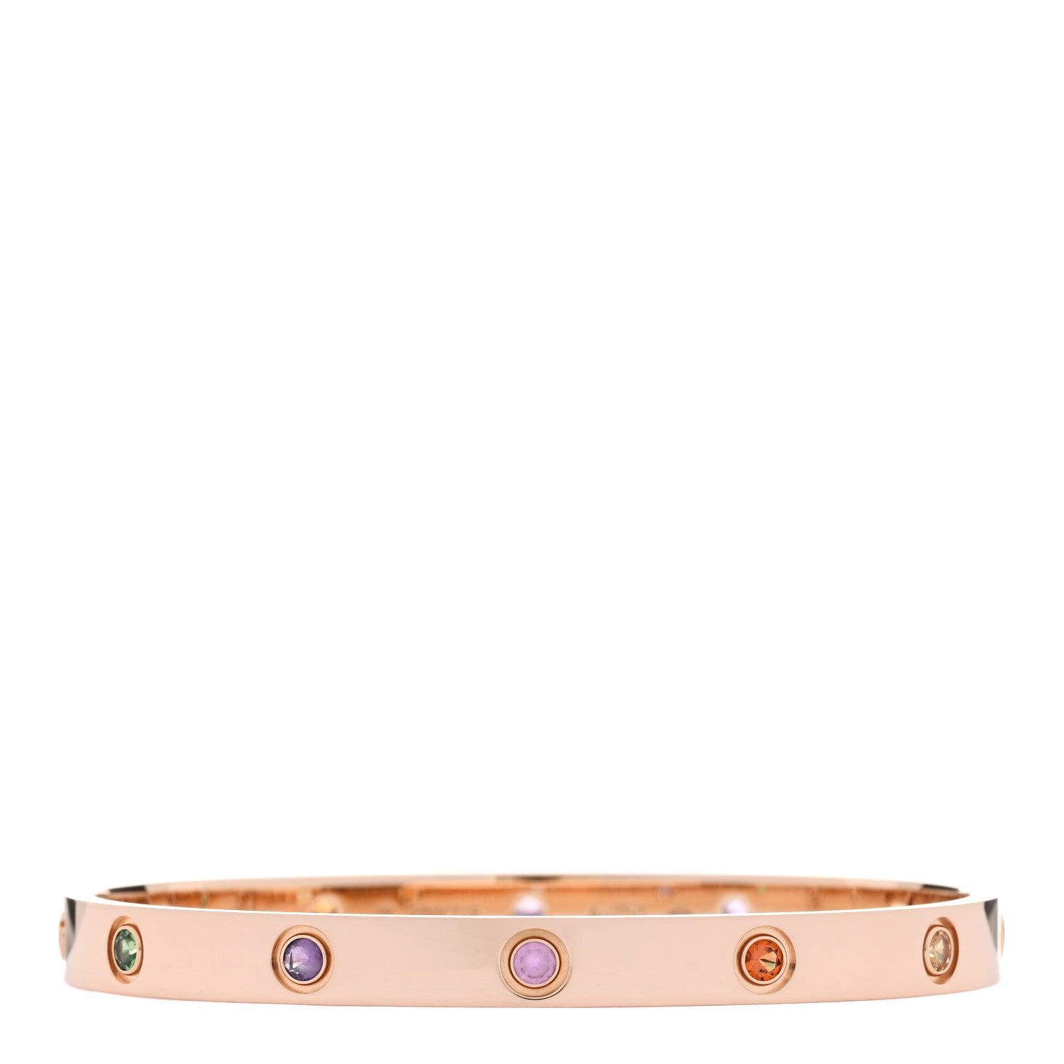 Cartier 18K Pink Gold Sapphire Garnet Amethyst LOVE Bracelet 18 1 of 8