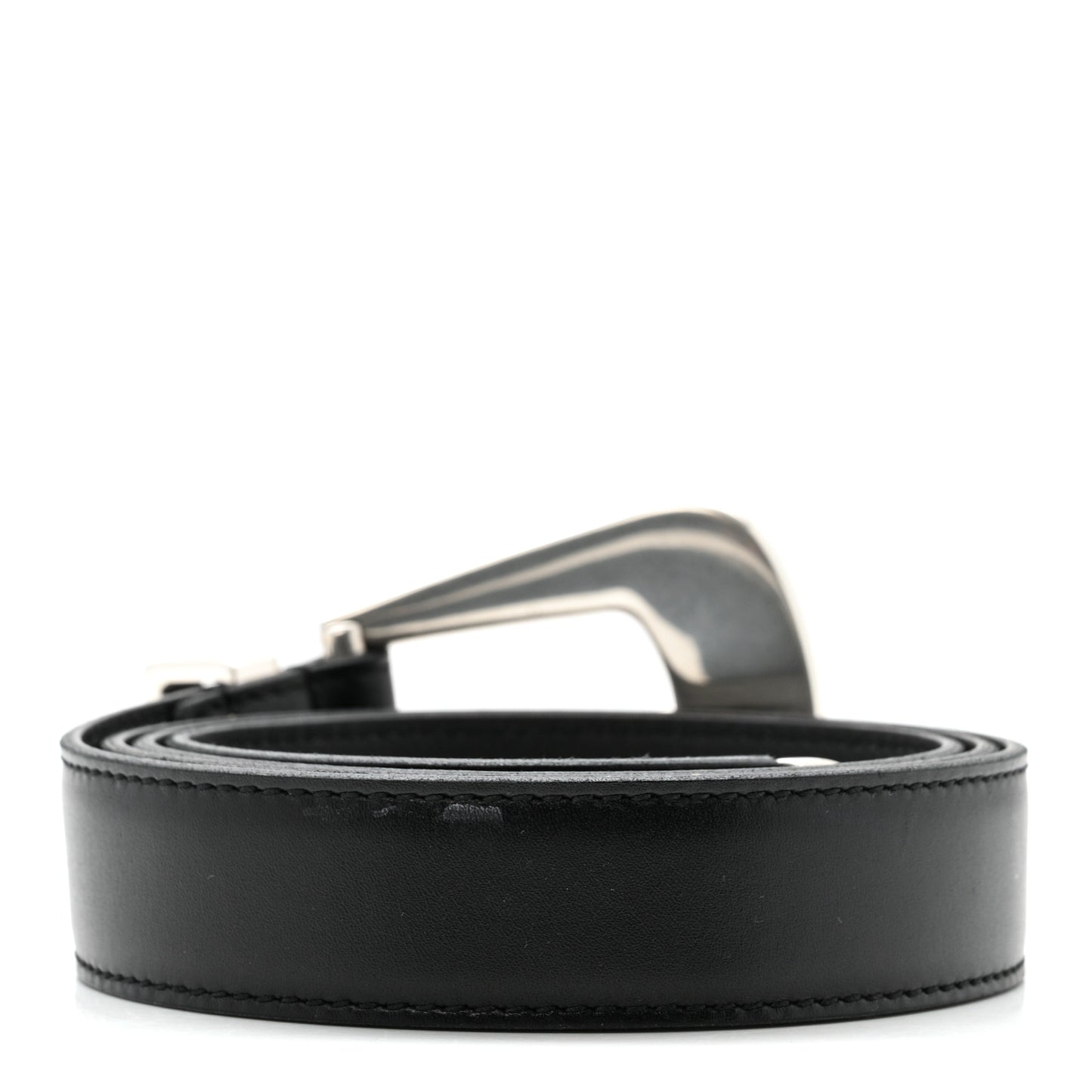 Brushed Calfskin Folk Buckle Belt 95 38 Black