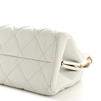 Chanel Aged Calfskin Quilted Medium Just Mademoiselle Bowling Bag White 11 of 11