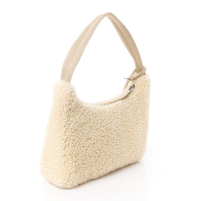 Prada Shearling Mini Re-Edition 2000 Bag Ecru 3 of 11