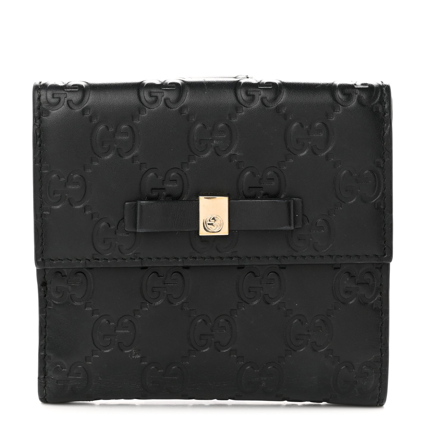 Guccissima Bow French Flap Wallet Chocolate Brown