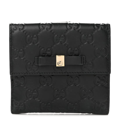 Gucci Guccissima Bow French Flap Wallet Chocolate Brown 1 of 8