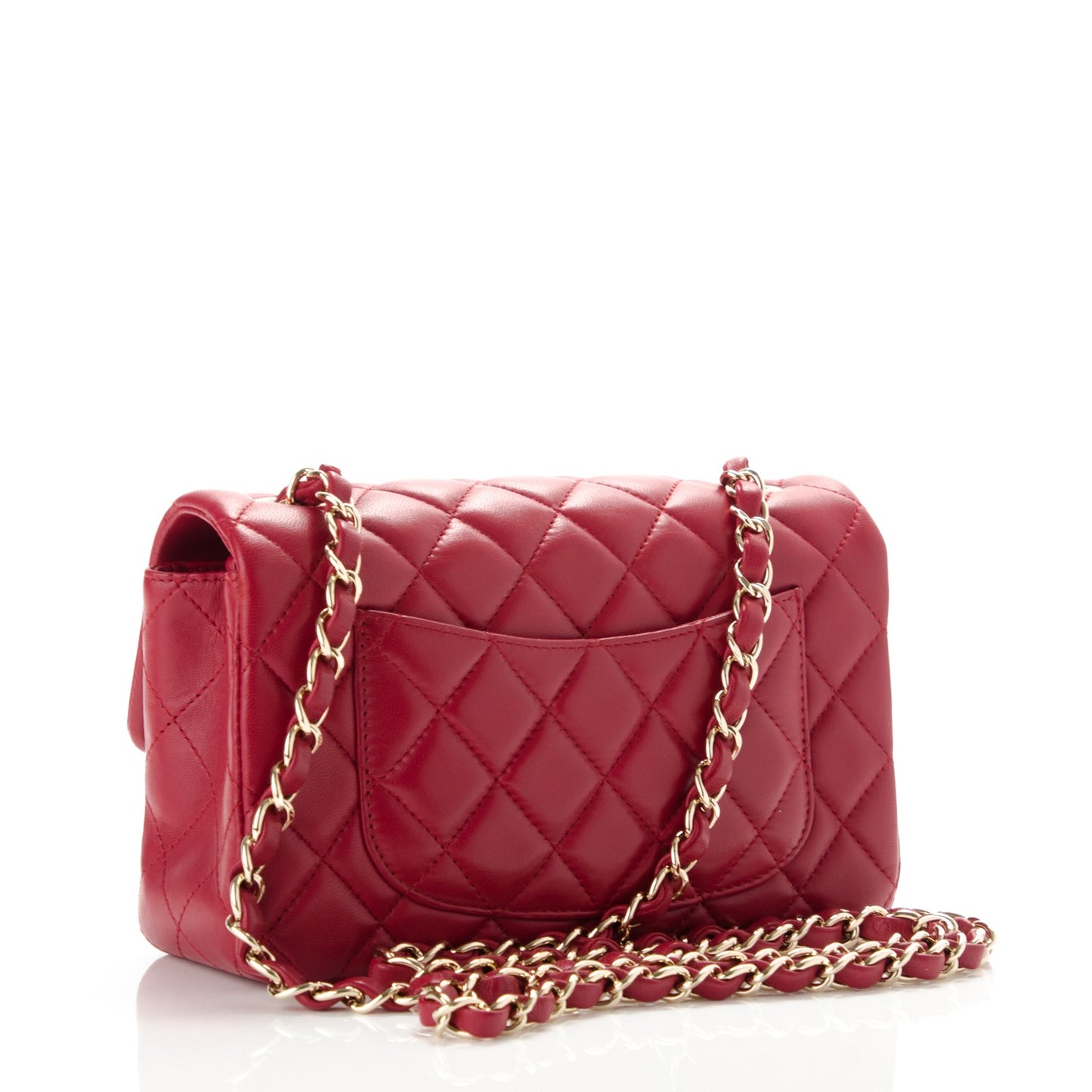 Lambskin Quilted Mini Rectangular Flap Red