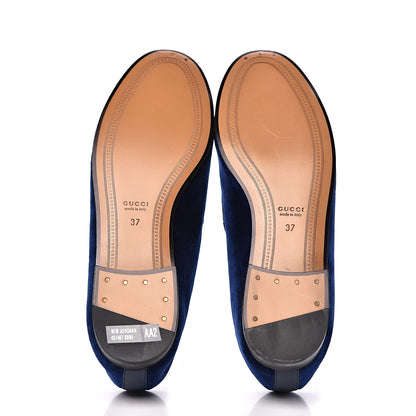 Gucci Velvet Horsebit Womens Jordaan Loafers 37 Blue Cobalt 5 of 9