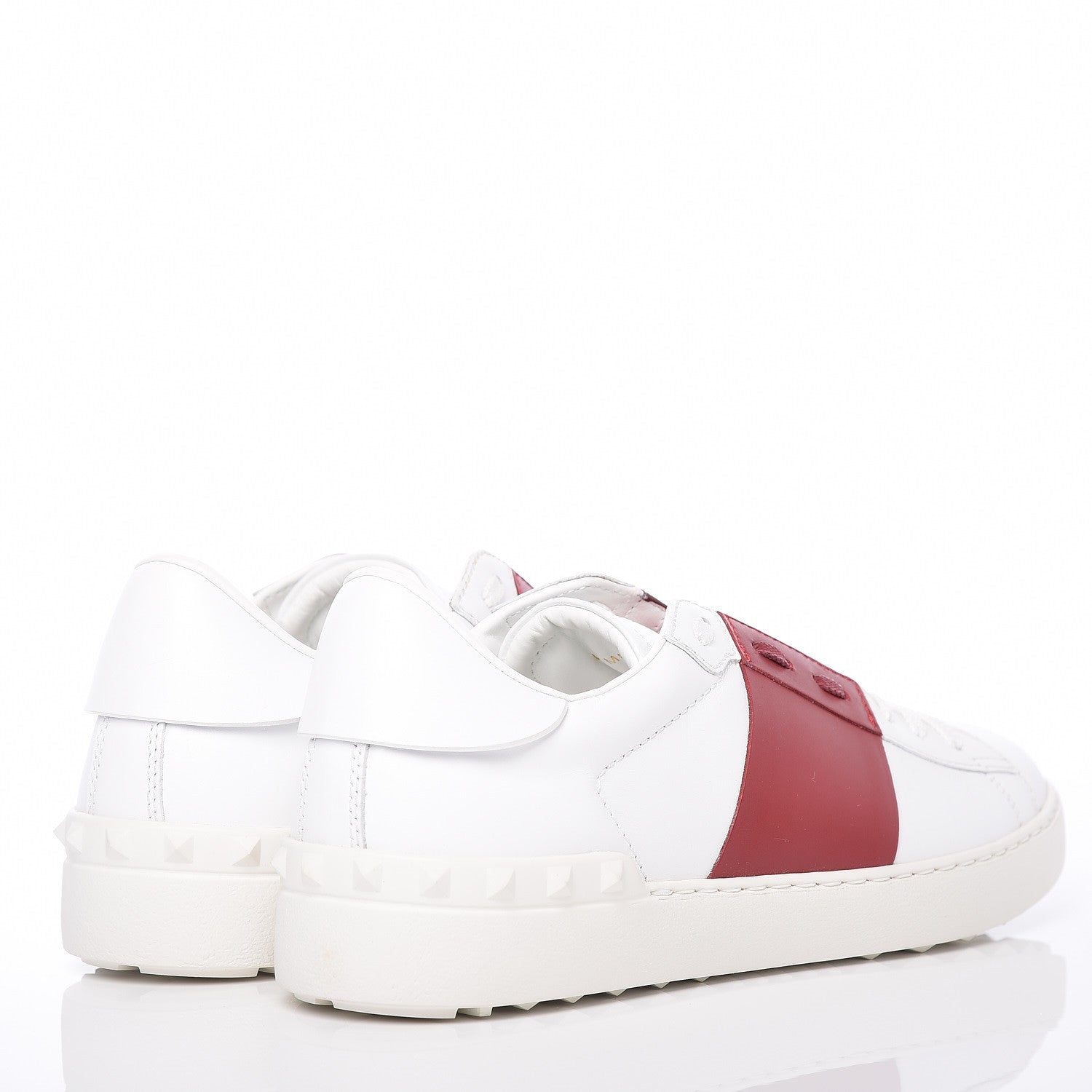 Valentino Garavani Calfskin Mens Rockstud Open Sneakers 41 White Rosso Valentino 4 of 9