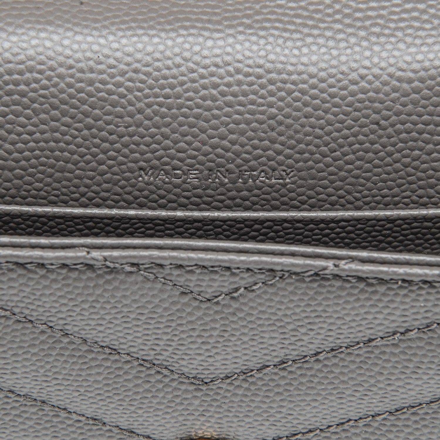 Saint Laurent Grain De Poudre Matelasse Chevron Small Monogram Envelope Wallet Fog 6 of 7