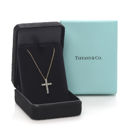 Tiffany 18K Yellow Gold Diamond Small Cross Pendant Necklace 6 of 6