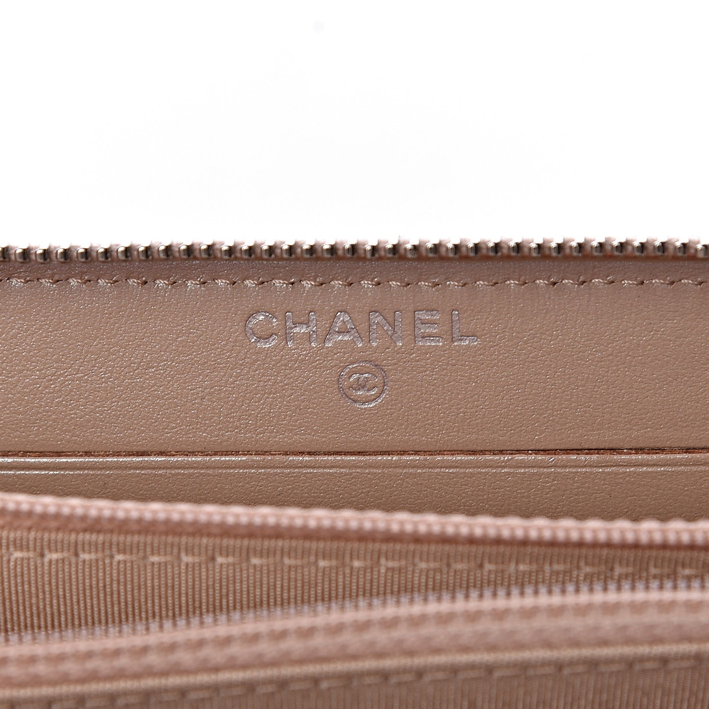 Metallic Caviar Chevron Quilted Small Zip Around Wallet Light Gold