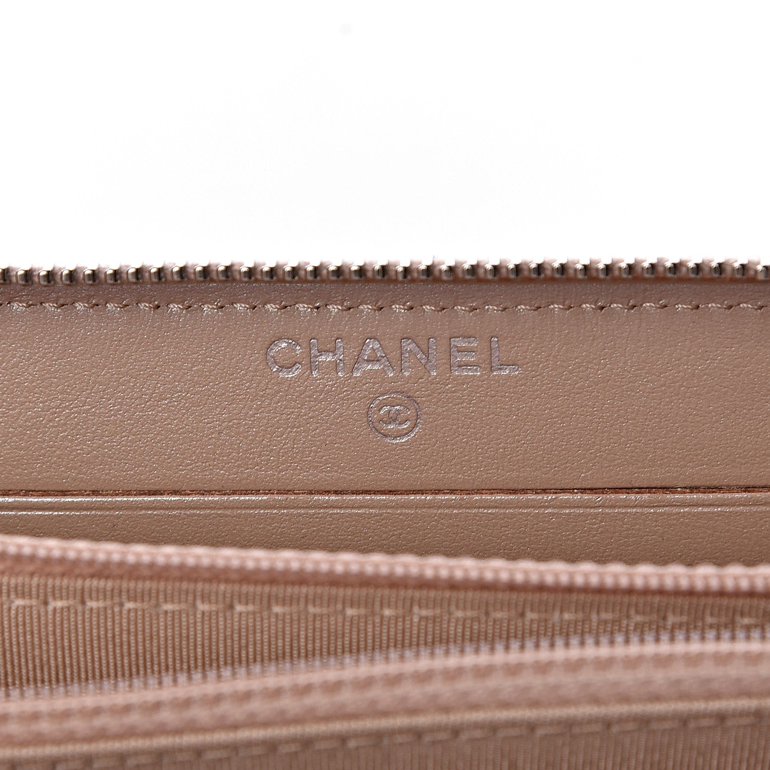 Chanel Metallic Caviar Chevron Quilted Small Zip Around Wallet Light Gold 6 of 8