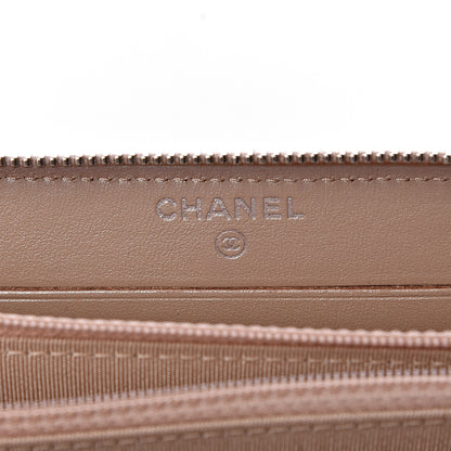Chanel Metallic Caviar Chevron Quilted Small Zip Around Wallet Light Gold 6 of 8