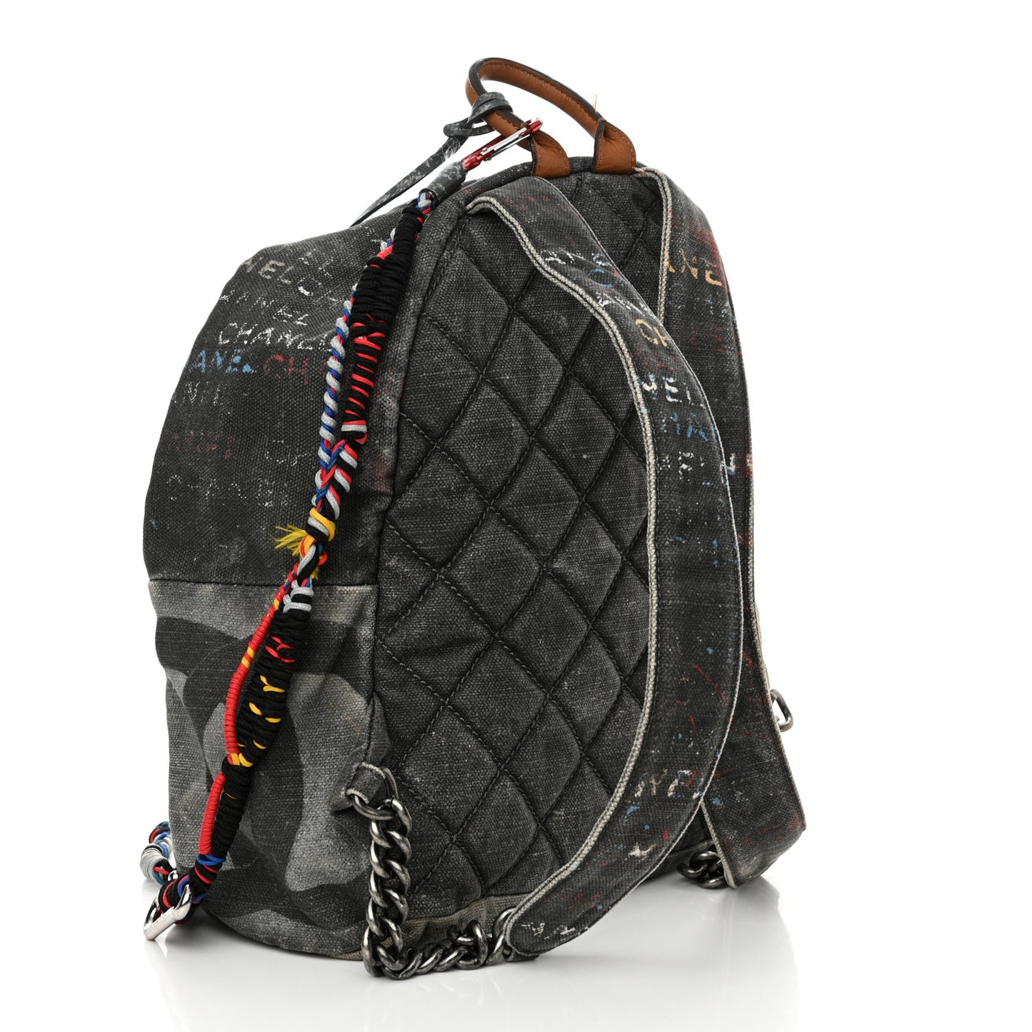 Graffiti Printed Canvas Medium Backpack Black