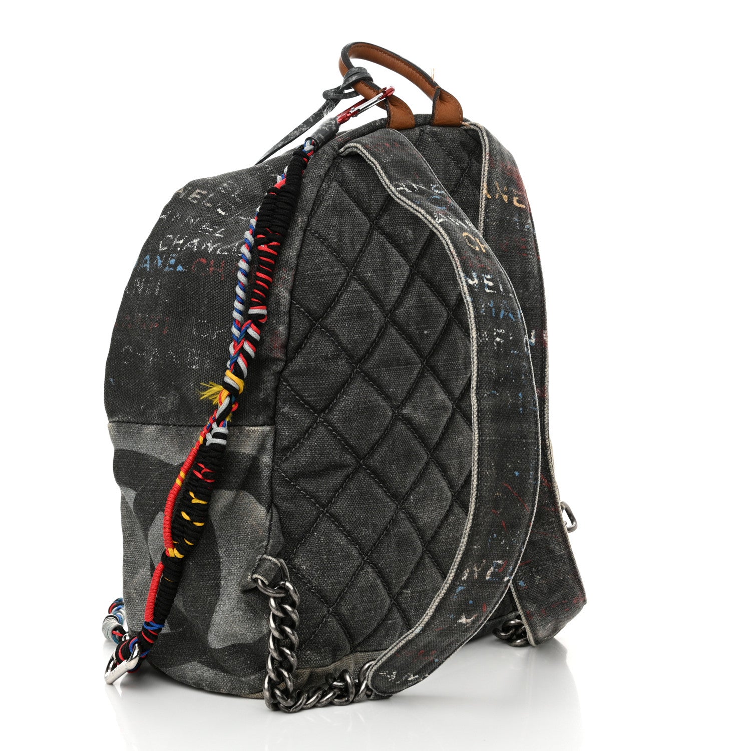 Chanel Graffiti Printed Canvas Medium Backpack Black 3 of 17