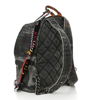 Chanel Graffiti Printed Canvas Medium Backpack Black 3 of 17